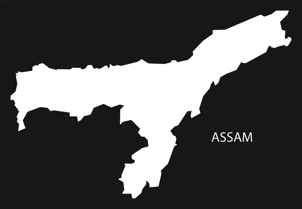 Assam Indie mapa černý obrácený — Stockový vektor