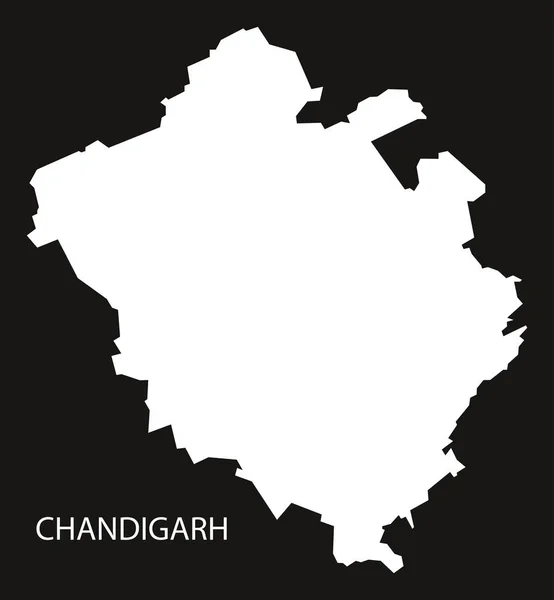Chandigarh Mapa Indie černý obrácený — Stockový vektor