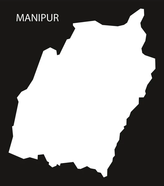 Manipur India Mapa negro invertido — Vector de stock