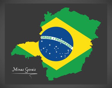 Minas Gerais harita Brezilya ulusal bayrak çizim ile