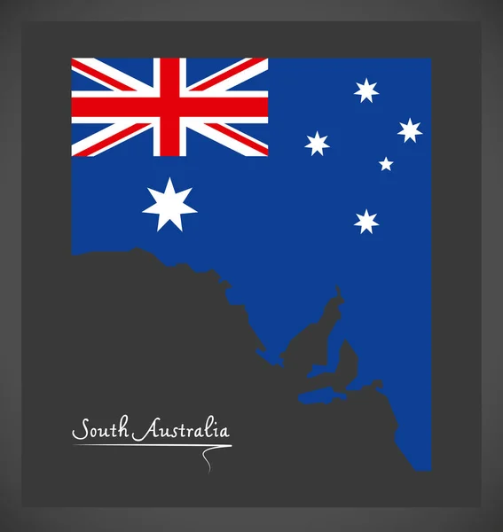 Mapa de Australia Meridional con ilustración de bandera nacional australiana — Vector de stock