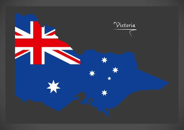 Mapa de Victoria com ilustração da bandeira nacional australiana —  Vetores de Stock