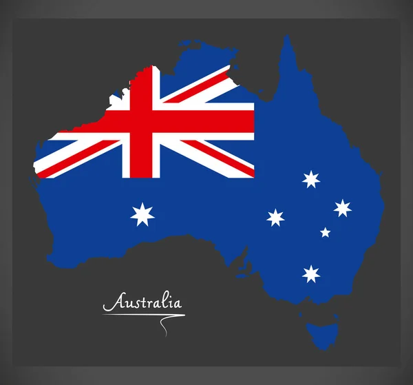 Карта Австралии с изображением австралийского национального флага — стоковый вектор