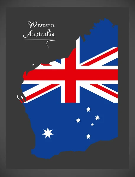 Mapa da Austrália Ocidental com ilustração da bandeira nacional australiana —  Vetores de Stock