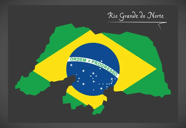 Rio Grande do Norte térképen a brazil nemzeti zászló illustratio — Stock Vector
