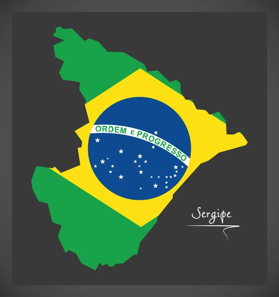 ブラジル国旗イラスト付き地図 — ストックベクタ