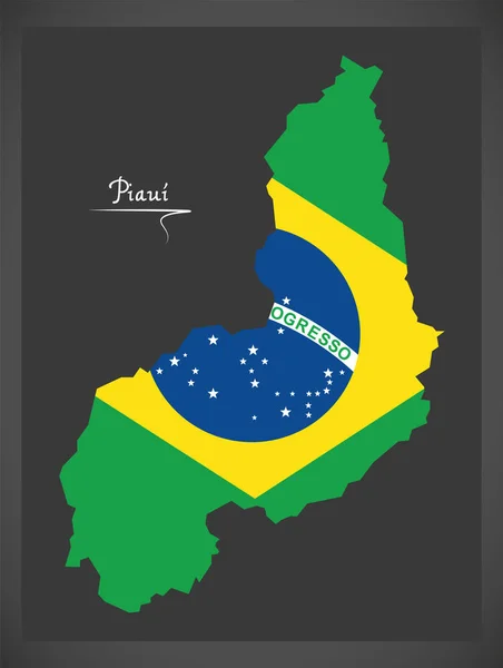 Piaui harita Brezilya ulusal bayrak çizim ile