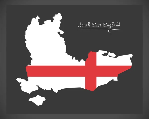Карта Юго-Восточной Англии с изображением флага Англии — стоковый вектор
