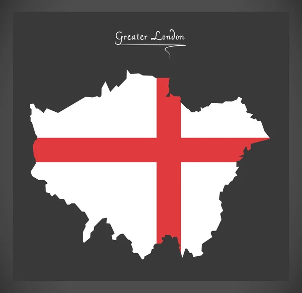 Карта Большого Лондона с иллюстрацией флага Англии — стоковый вектор