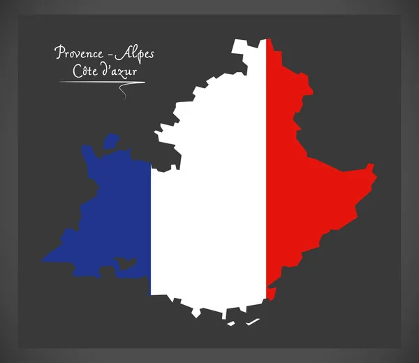 Προβηγκία - Alpes Κυανή Ακτή Χάρτης με γαλλική εθνική σημαία εικονογράφο — Διανυσματικό Αρχείο
