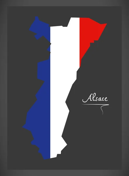 Carte de l'Alsace avec illustration du drapeau national français — Image vectorielle