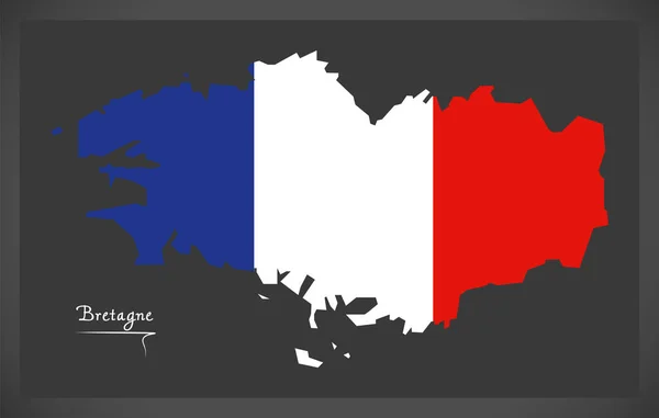 Bretagne χάρτη με απεικόνιση γαλλική εθνική σημαία — Διανυσματικό Αρχείο