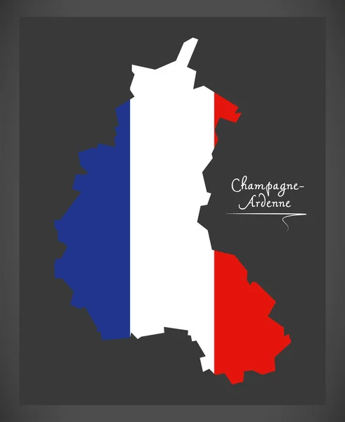 フランス国旗イラスト付きシャンパンアルデンヌ地図 — ストックベクタ