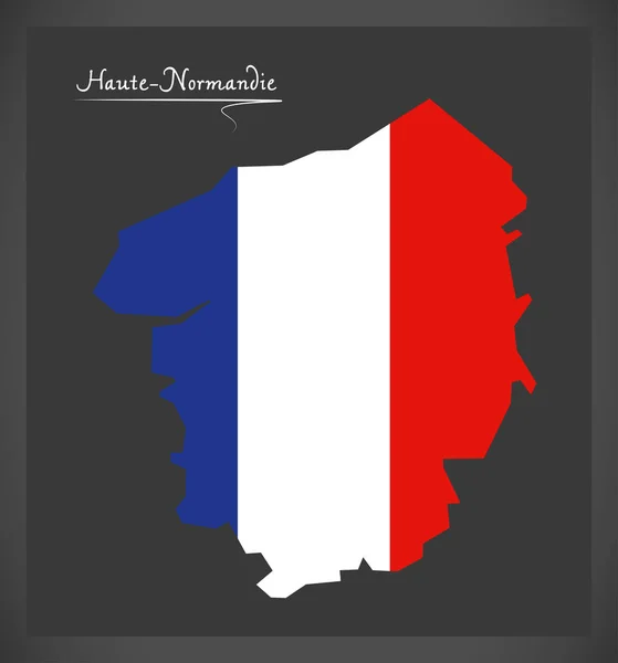 Carte de Haute-Normandie avec illustration du drapeau national français — Image vectorielle