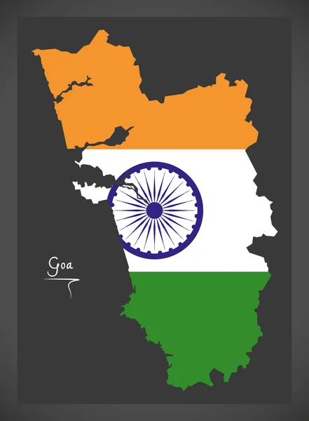 Goa karta med indiska flagga illustration — Stock vektor