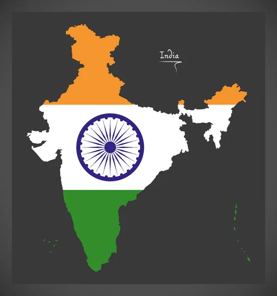 India mappa con bandiera nazionale indiana illustrazione — Vettoriale Stock