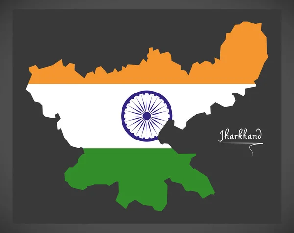 Jharkhand mapę z Indian flaga ilustracja — Wektor stockowy