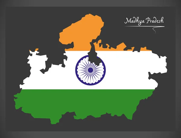 Madhya Pradesh mapę z Indian flaga ilustracja — Wektor stockowy