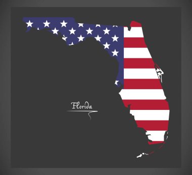 Amerikan ulusal bayrağıyla Florida haritası
