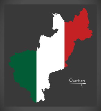 Queretaro map with Mexican national flag illustration clipart