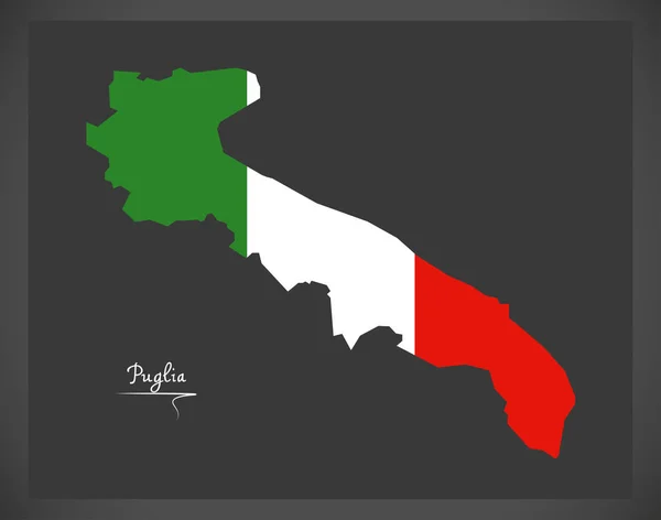 イタリアの国旗のイラストがプーリアの地図 — ストックベクタ