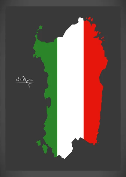 イタリアの国旗のイラストがサルデーニャの地図 — ストックベクタ