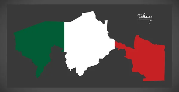 塔巴斯科州地图与墨西哥国旗图 — 图库矢量图片