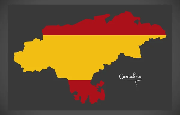 Cantabria map with Spanish national flag illustration — Stock Vector