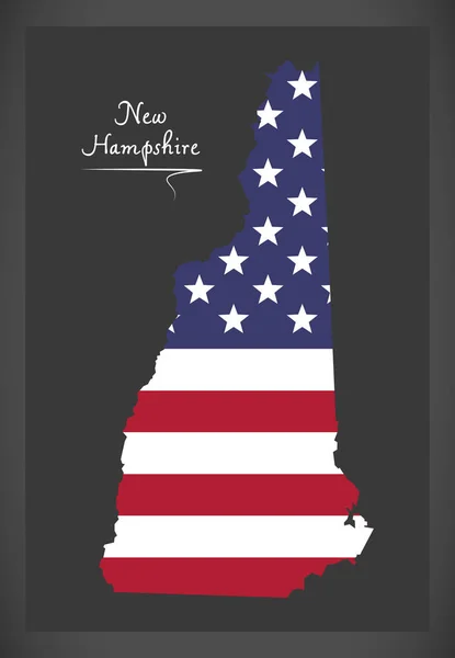 New Hampshire map with American national flag illustration — Stock Vector