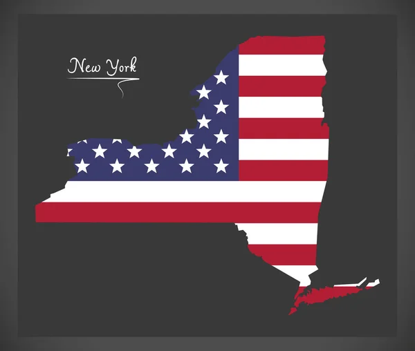 New York map with American national flag illustration — Stock Vector