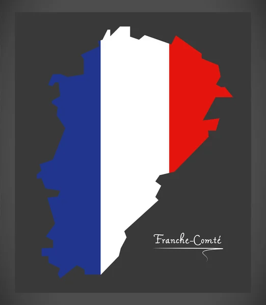 Carte Franche-Comté avec illustration du drapeau national français — Image vectorielle