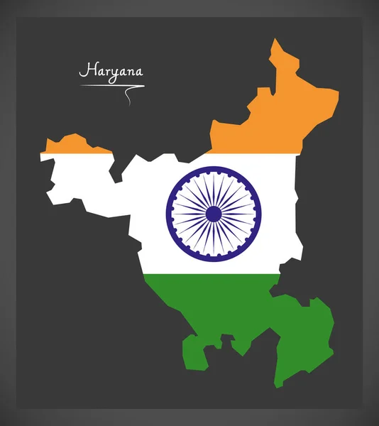 Haryana kaart met Indiase nationale vlag illustratie — Stockvector