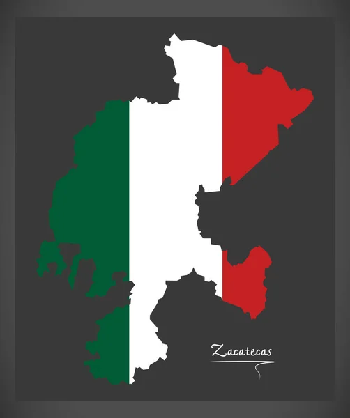 萨卡特卡斯地图与墨西哥国旗图 — 图库矢量图片