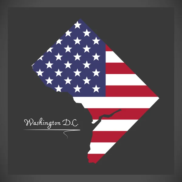 Washington DC map with American national flag illustration — Stock Vector