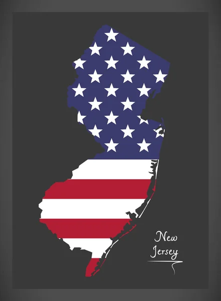New Jersey map with American national flag illustration — Stock Vector