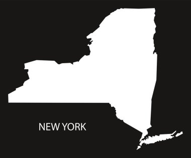 New York Usa Haritası siyah siluet ters
