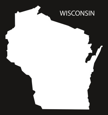Wisconsin ABD harita siyah siluet ters