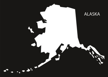 Alaska ABD harita siyah siluet ters