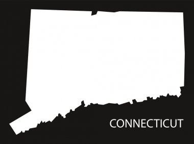 Connecticut ABD harita siyah siluet ters