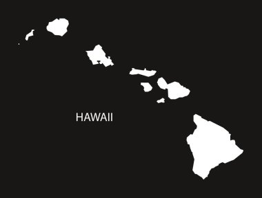 Hawaii Usa harita siyah siluet ters