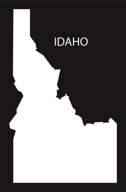 Idaho ABD harita siyah siluet ters