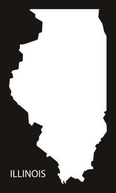 Illinois ABD harita siyah siluet ters