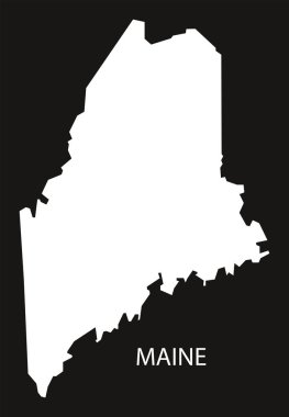 Maine ABD harita siyah siluet ters