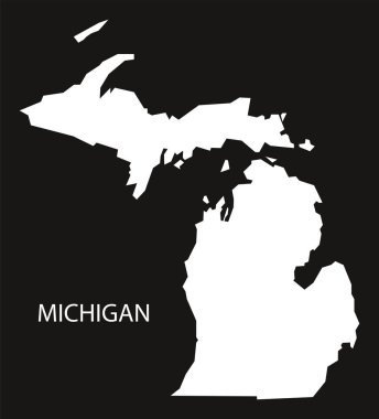 Michigan ABD harita siyah siluet ters
