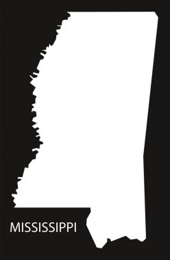 Mississippi ABD harita siyah siluet ters