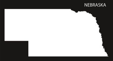 Nebraska ABD harita siyah siluet ters