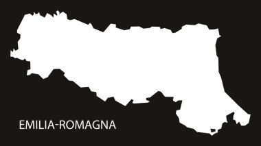 Emilia Romagna Italy Map black inverted silhouette clipart