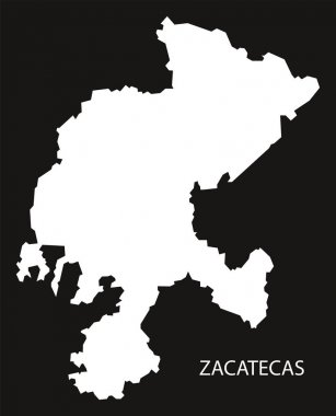 Zacatecas Mexico Map black inverted silhouette clipart