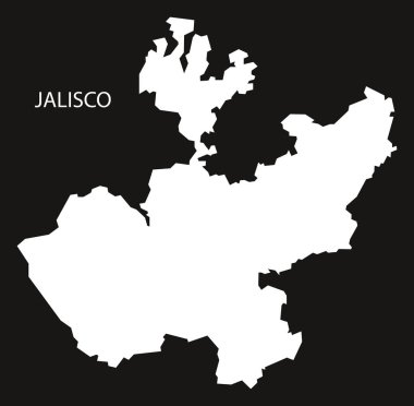 Jalisco Meksika harita siyah siluet ters