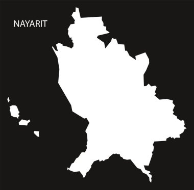 Nayarit Meksika harita siyah siluet ters